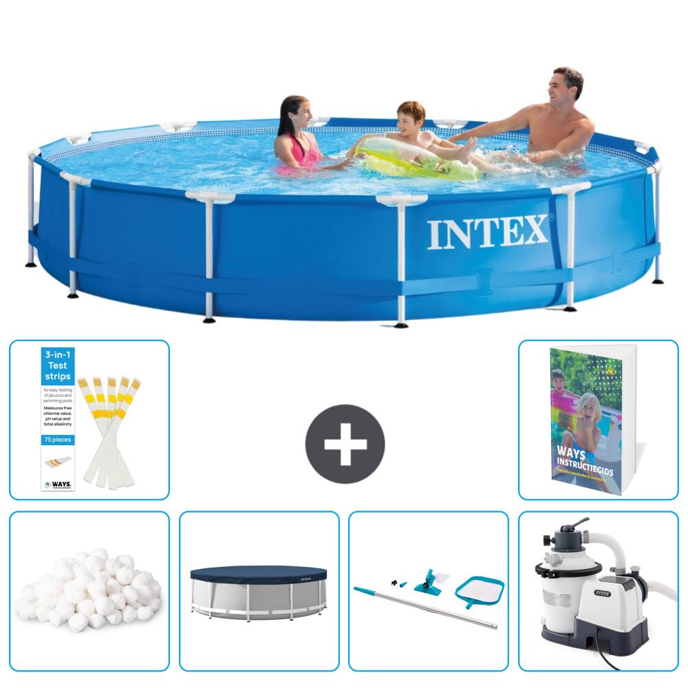 INTEX Basen ze stelażem Okrągły - 366x76 cm - 7-częściowy S153