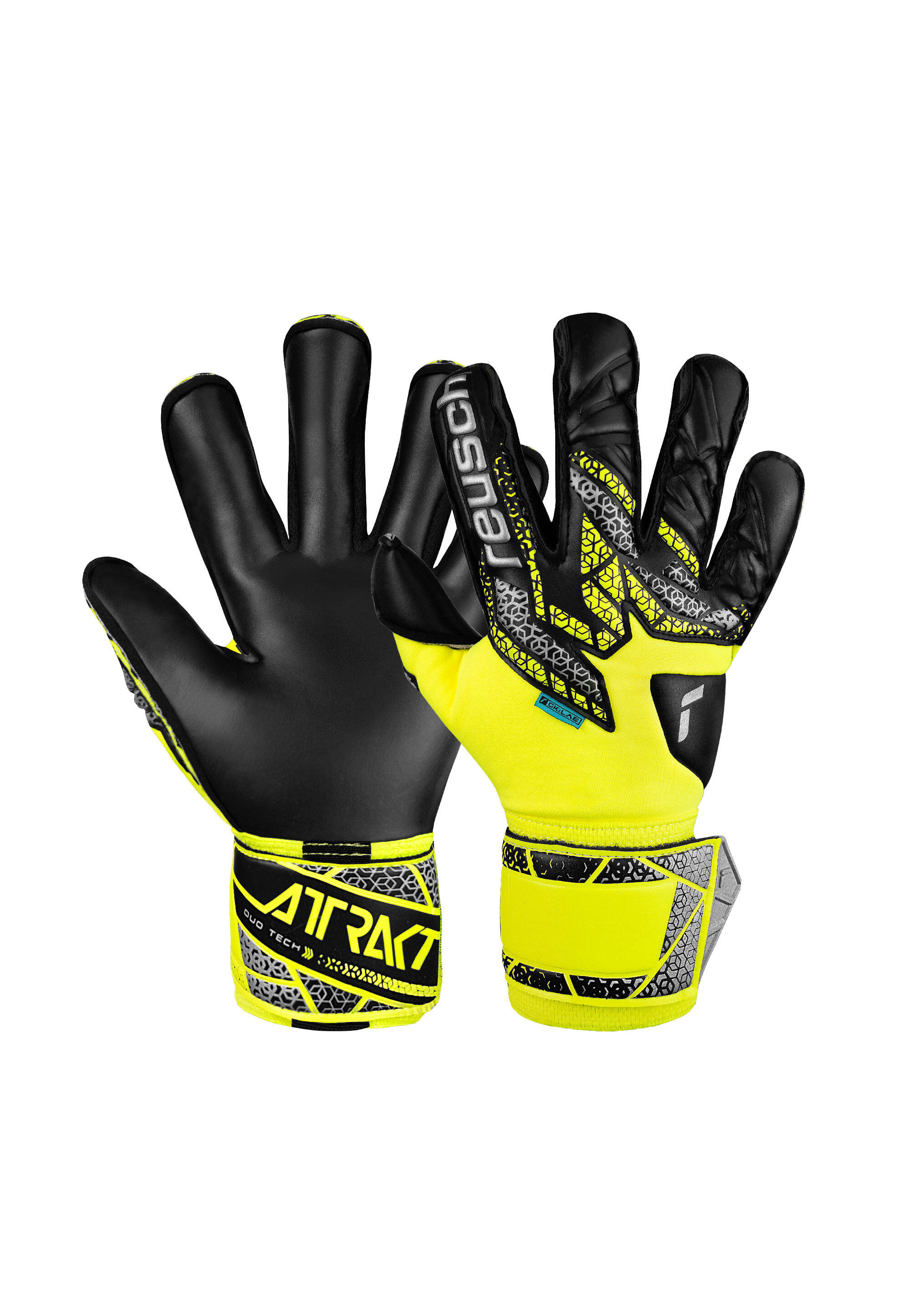 Rękawice bramkarskie Reusch Attrakt Duo Evolution safety yellow/silver/black