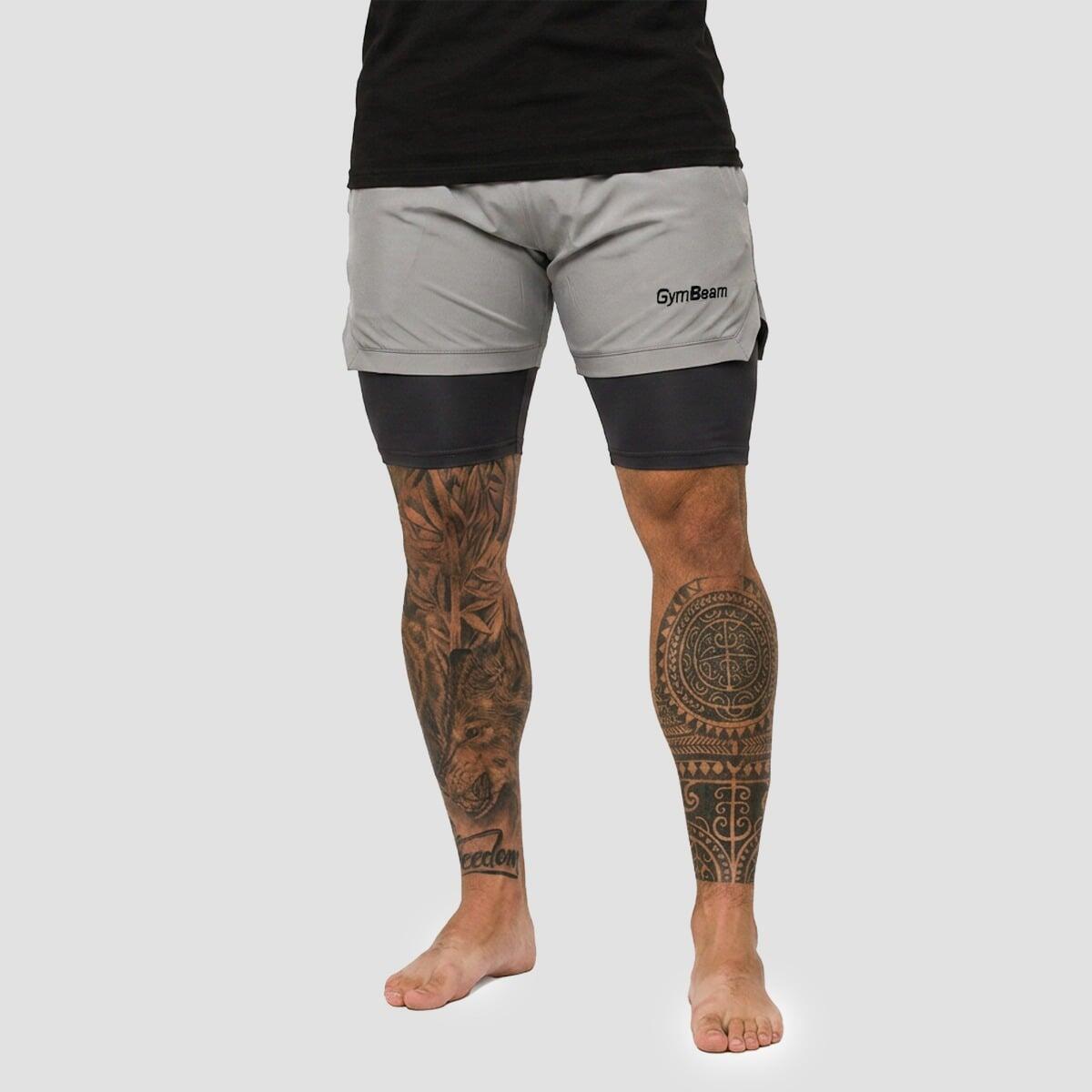 Szorty męskie fitness 2w1 z kieszeniami Iron Smoke
