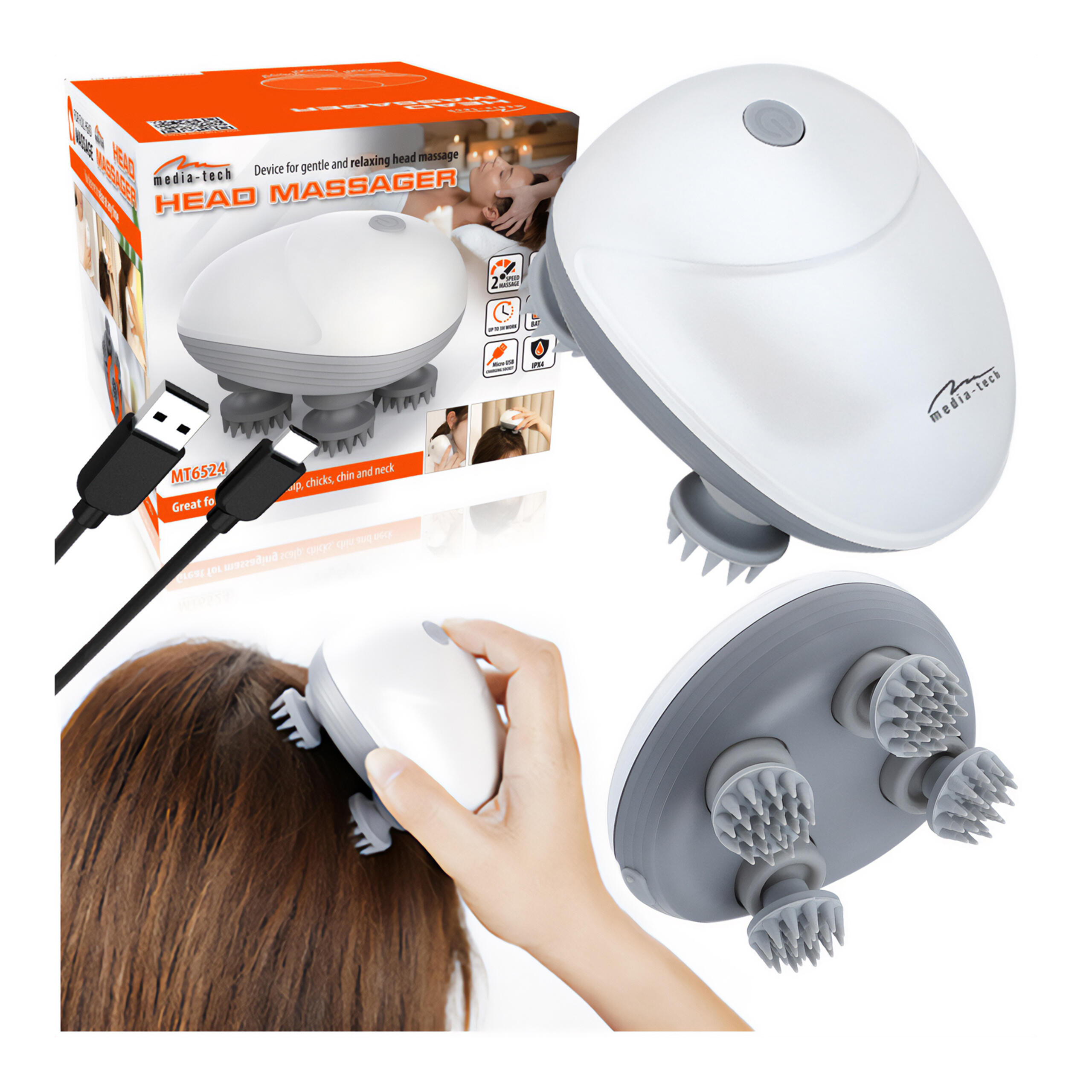 Masażer do głowy Media-Tech HEAD MASSAGER - relaks i odprężenie