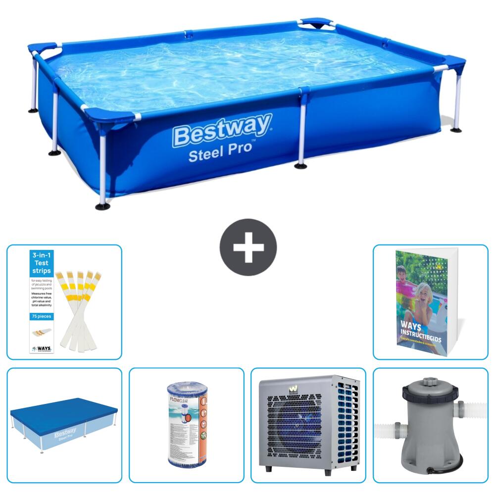 BESTWAY Basen Steel Pro Prostokątny - 221x150x43 cm - 7-częściowy S29
