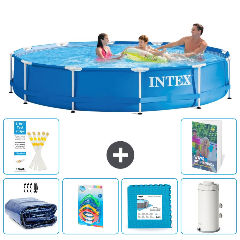 INTEX Basen ze stelażem Okrągły - 366x76 cm - 7-częściowy S55