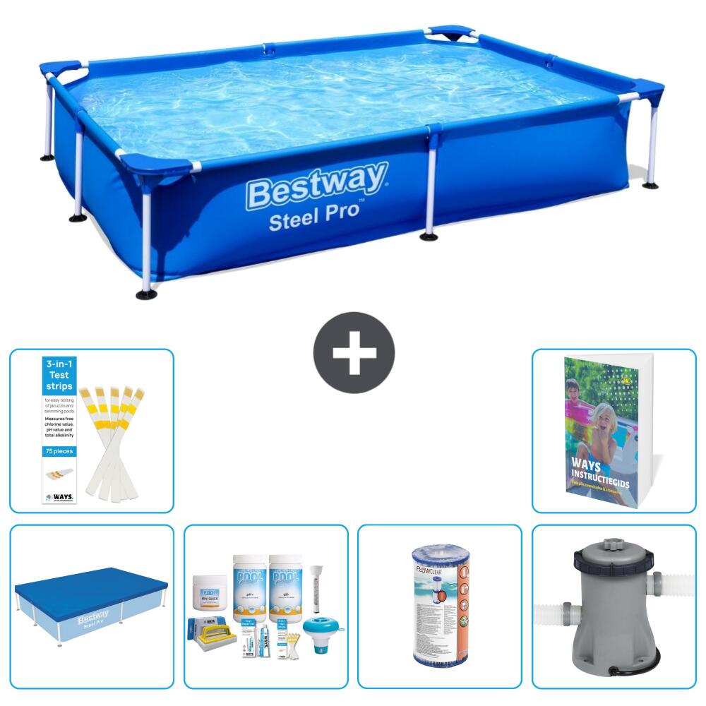 BESTWAY Basen Steel Pro Prostokątny - 221x150x43 cm - 7-częściowy S34