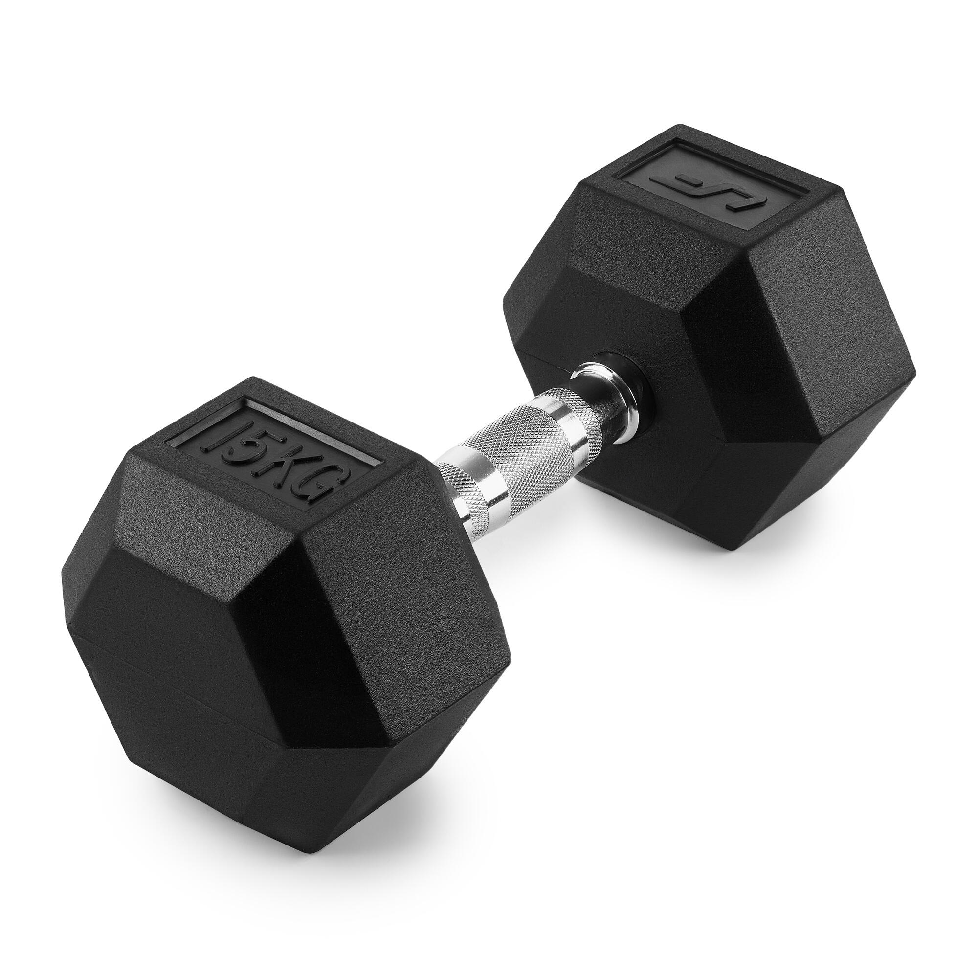 Hantla żeliwna gumowana HEX 15 kg