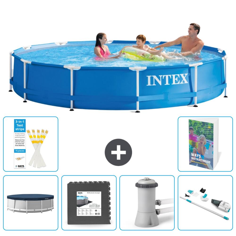 INTEX Basen ze stelażem Okrągły - 366x76 cm - 7-częściowy S88