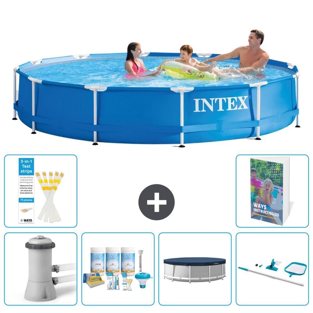 INTEX Basen ze stelażem Okrągły - 366x76 cm - 7-częściowy S336