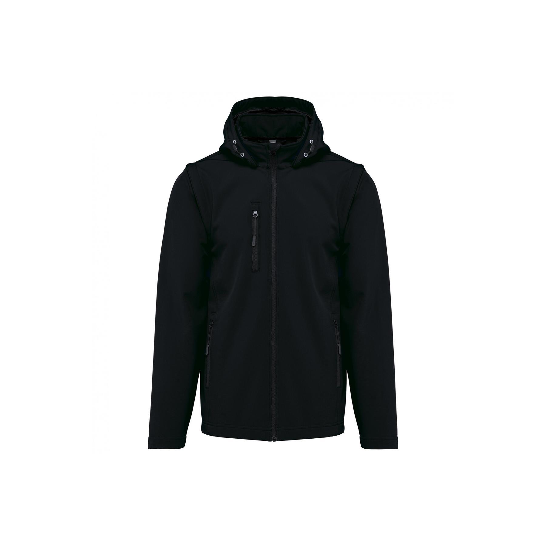 Kurtka 3-warstwowa z kapturem i odpinanymi rękawami Kariban Softshell