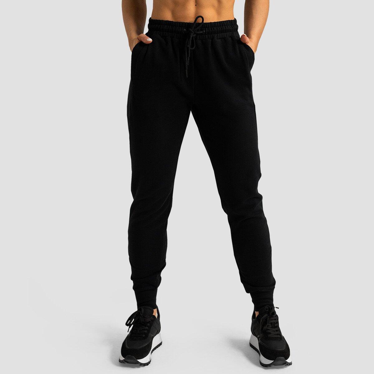 Joggery damskie fitness slim z kieszeniami czarne Limitless