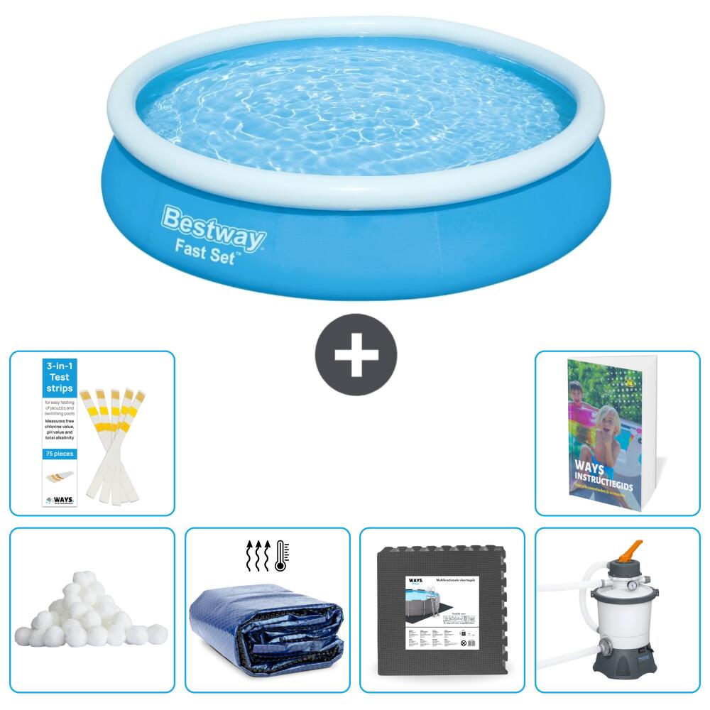 BESTWAY Basen Fast Set Okrągły - 366x76 cm - 7-częściowy S31