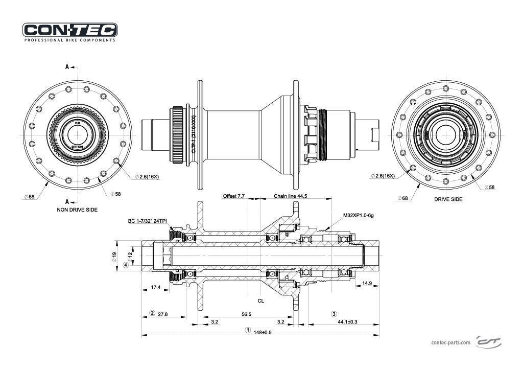 CONTEC kaseta piasty tylnej Core CL 32L 142 mm