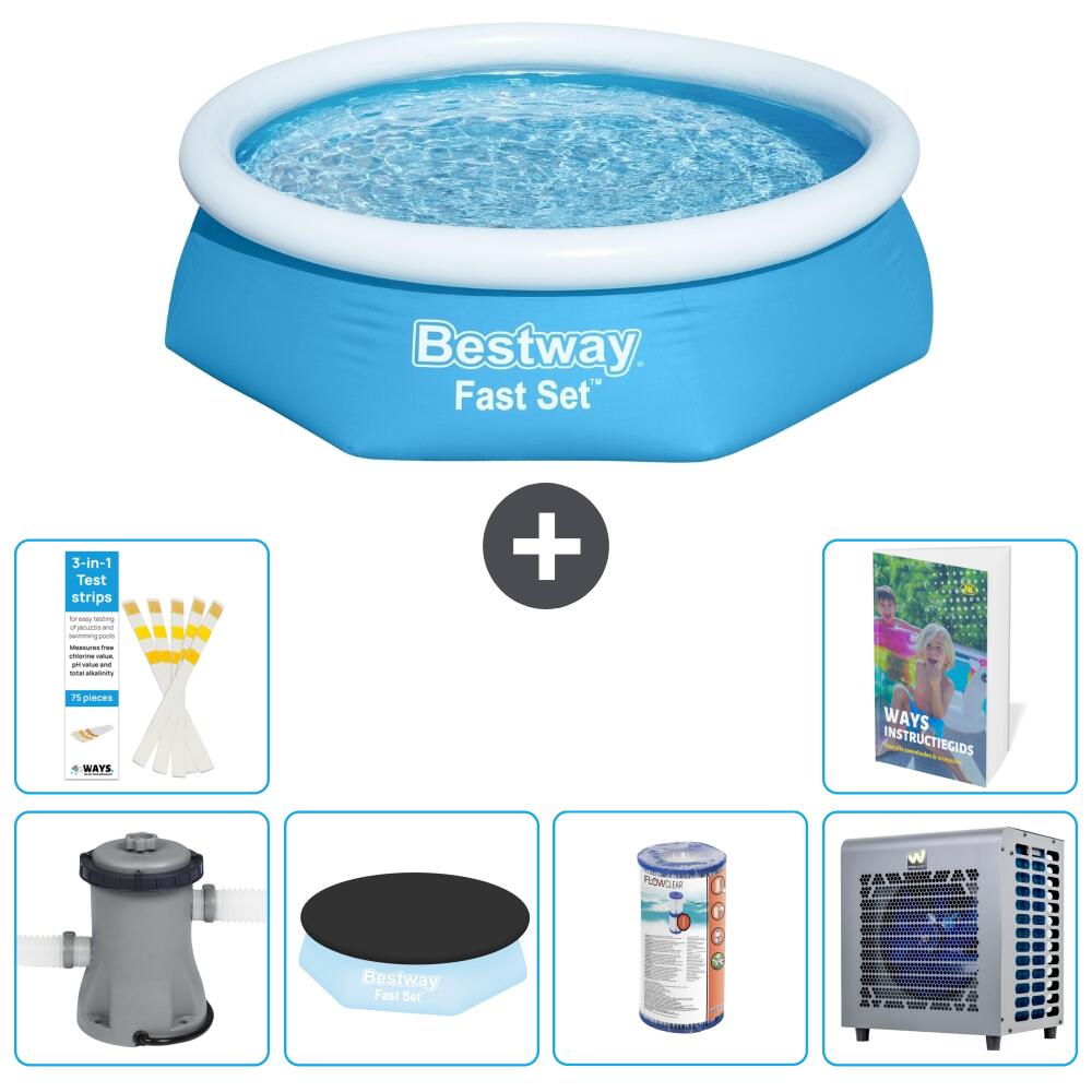 BESTWAY Basen Fast Set Okrągły - 244x61 cm - 7-częściowy S203