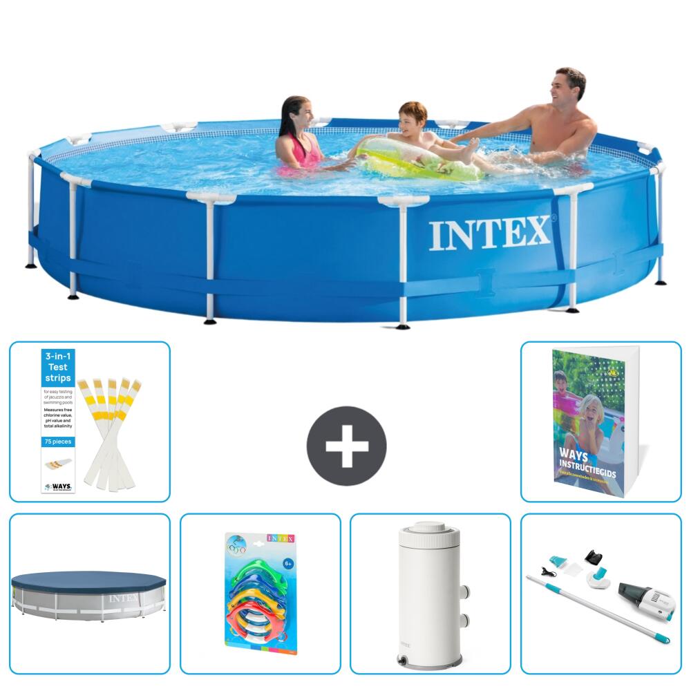 INTEX Basen ze stelażem Okrągły - 366x76 cm - 7-częściowy S95