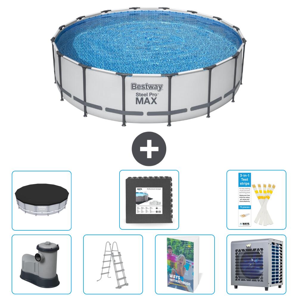 BESTWAY Basen Steel Pro MAX Okrągły - 488x122 cm - 8-częściowy S538