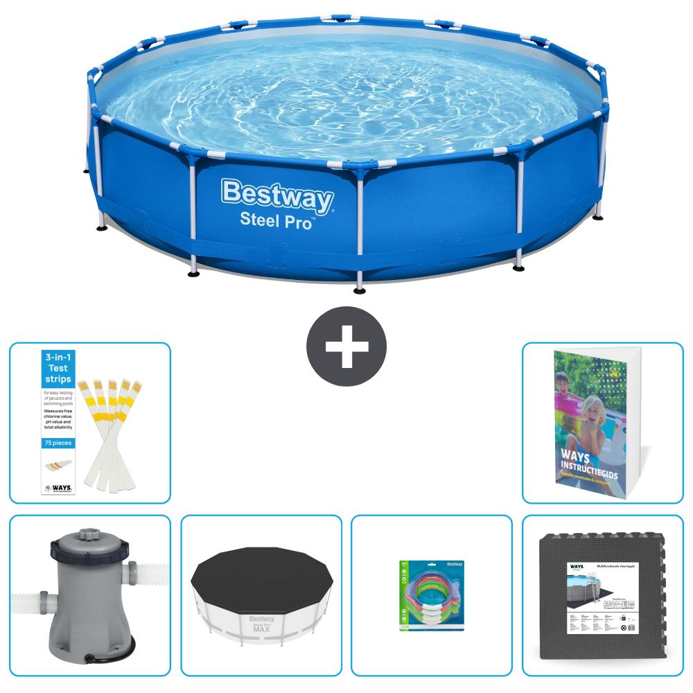 BESTWAY Basen Steel Pro Okrągły - 366x76 cm - 7-częściowy S317
