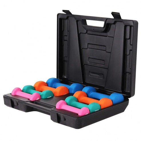 Zestaw Hantle gimnastyczne 0,5-2 kg - 8 sztuk + walizka