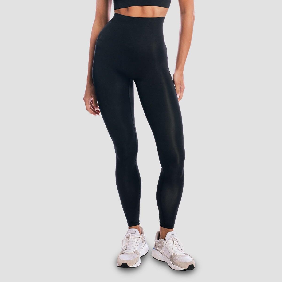 Legginsy damskie fitness z wysoką talią czarne Aura