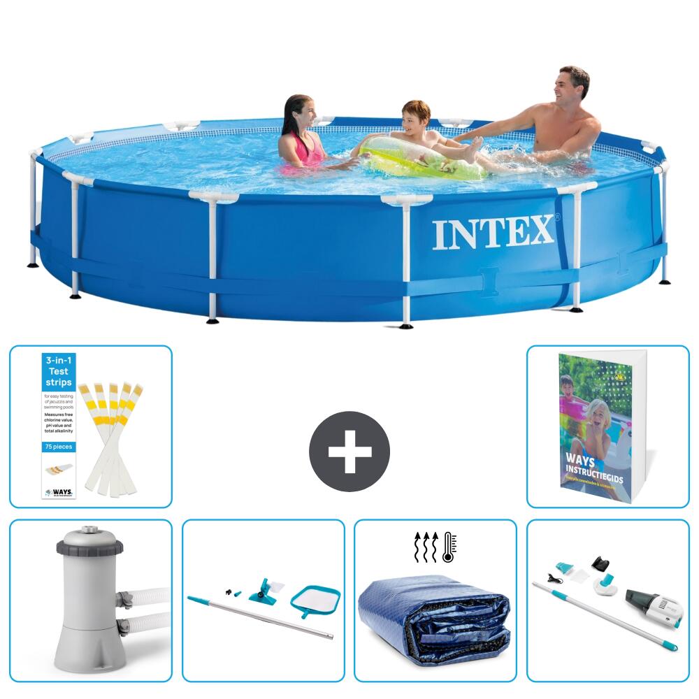 INTEX Basen ze stelażem Okrągły - 366x76 cm - 7-częściowy S323
