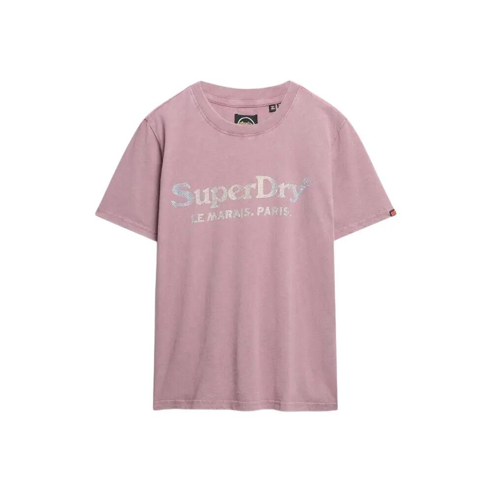 Metaliczny t-shirt damski casualowy Superdry Venue
