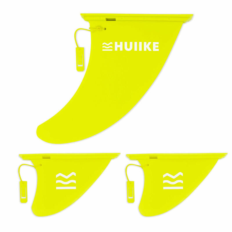 Płetwy do SUP 3 szt.  Blokada  HUIIKE  Limonkowy  Odpinane  Stabilność