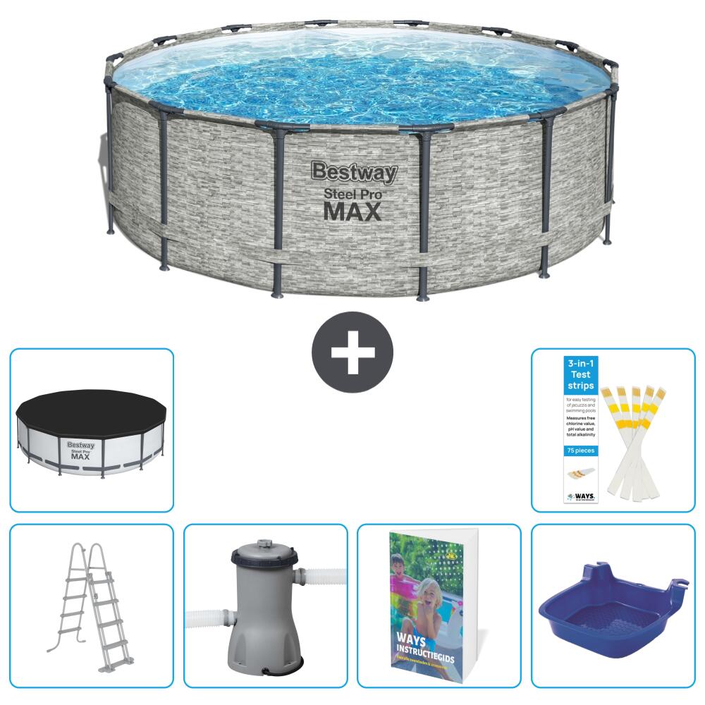 BESTWAY Basen Steel Pro MAX Okrągły - 427x122 cm - 7-częściowy S662