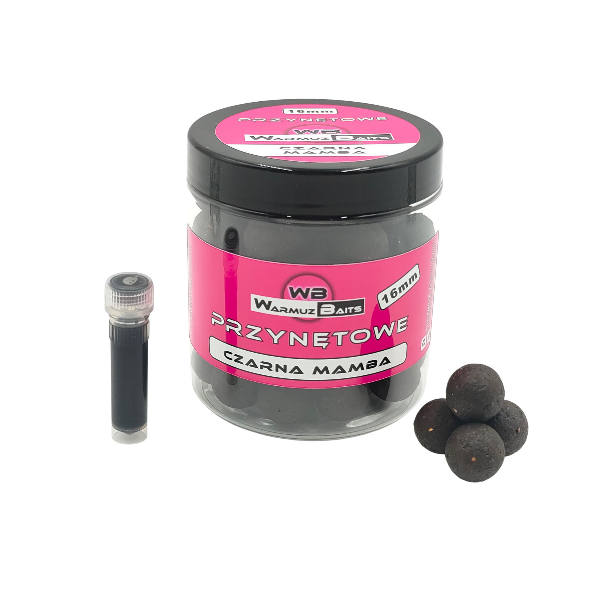 Kulki przynętowe 16mm + dopalacz Warmuz Baits 250ml CZARNA MAMBA
