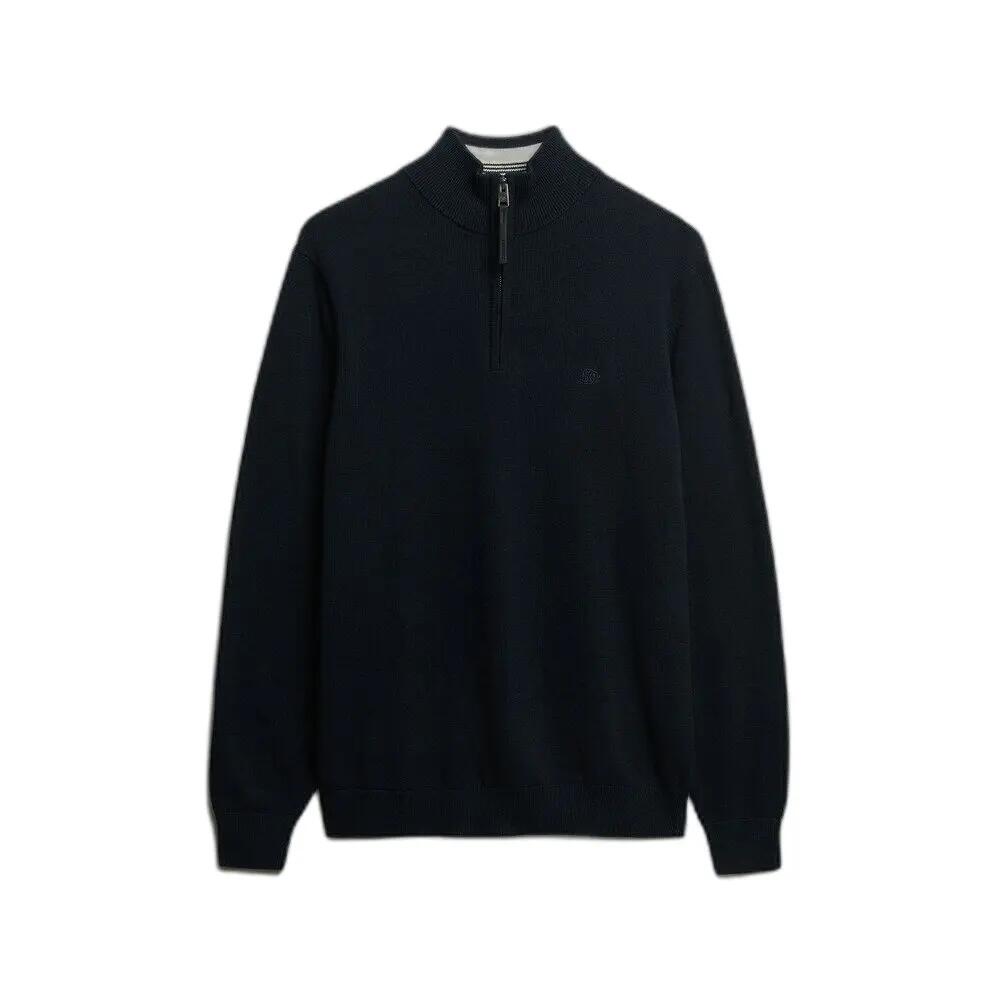 Czarny sweter z kołnierzem typu camionneur Superdry Essentials