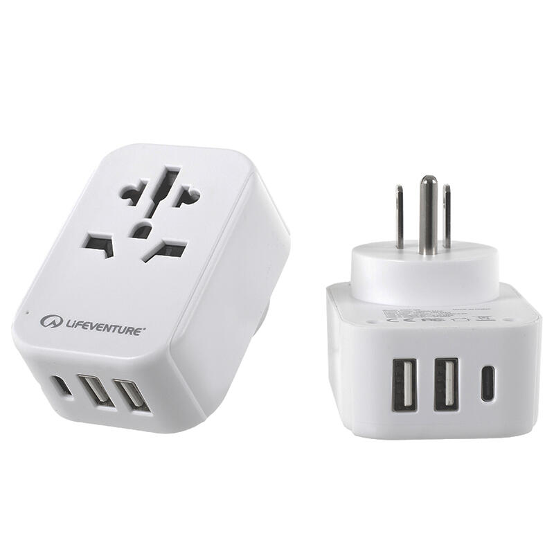 Lifeventure 3-portowy adapter podróżny USB + szybki adapter USB-C (UE/USA/AU/CN)