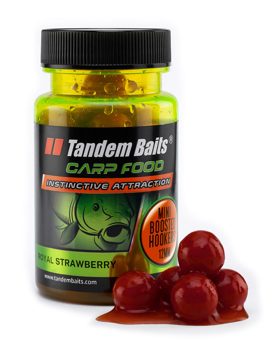 Mini kulki haczykowe Carp Food Boosted Hookers 12mm/50g Doskonała Truskawka