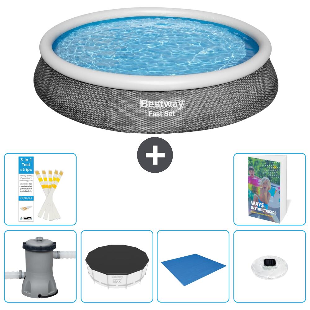 BESTWAY Basen Fast Set Okrągły - 396x84 cm - 7-częściowy S248