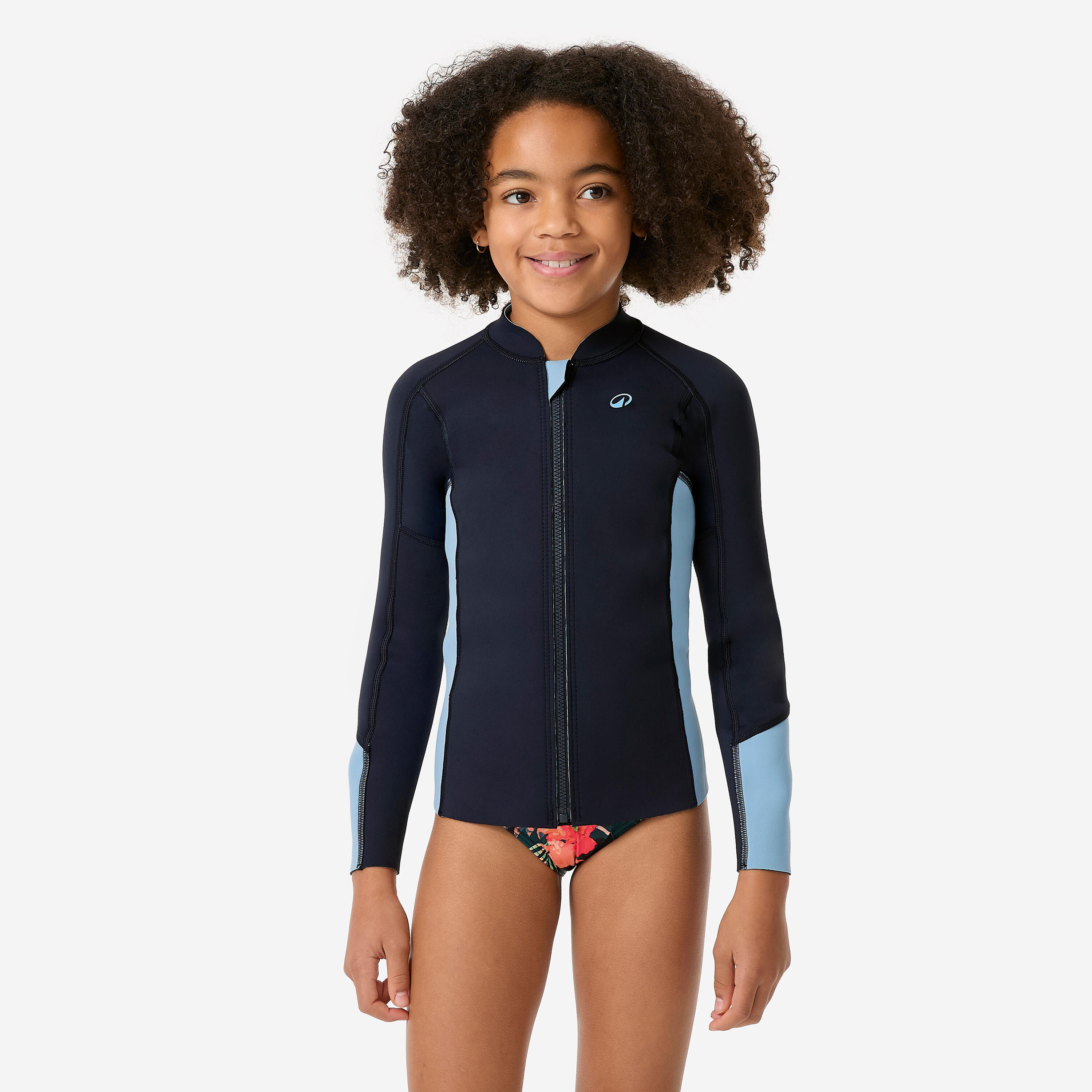 Top UV do snorkelingu dla dzieci Decathlon z kauczuku Yulex 1,5 mm długi rękaw