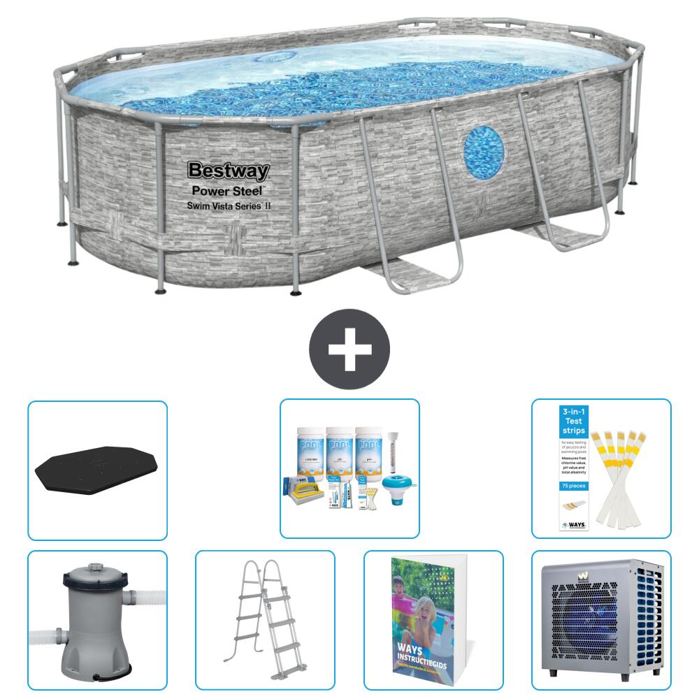 BESTWAY Basen Power Steel Owalny - 427x250x100 cm - 8-częściowy S612