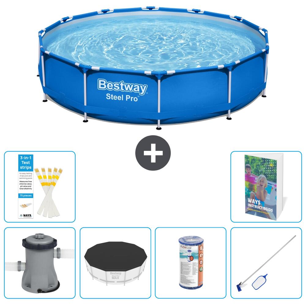 BESTWAY Basen Steel Pro Okrągły - 366x76 cm - 7-częściowy S304