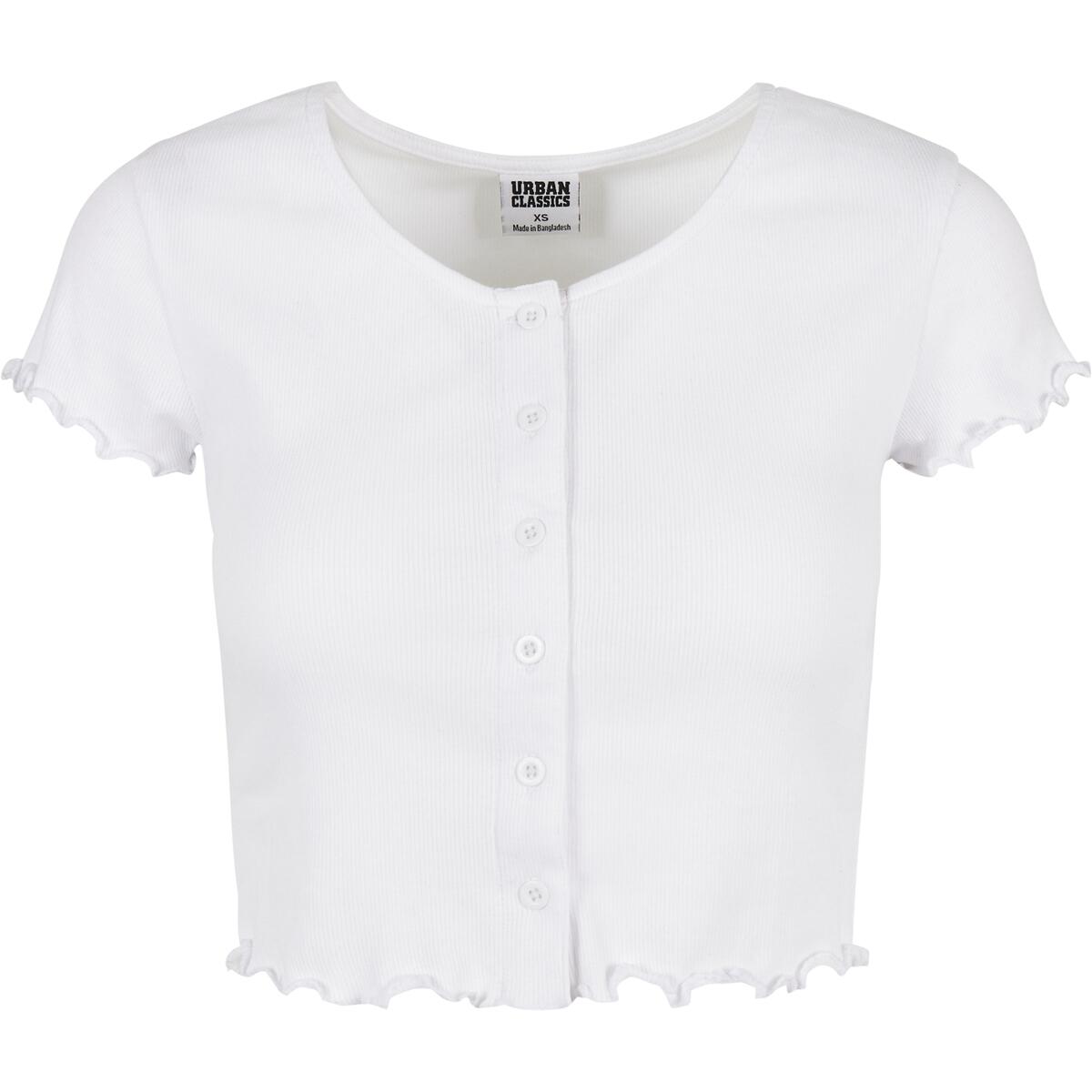 Koszulka damska Urban Classics cropped button up rib-Duże rozmiary