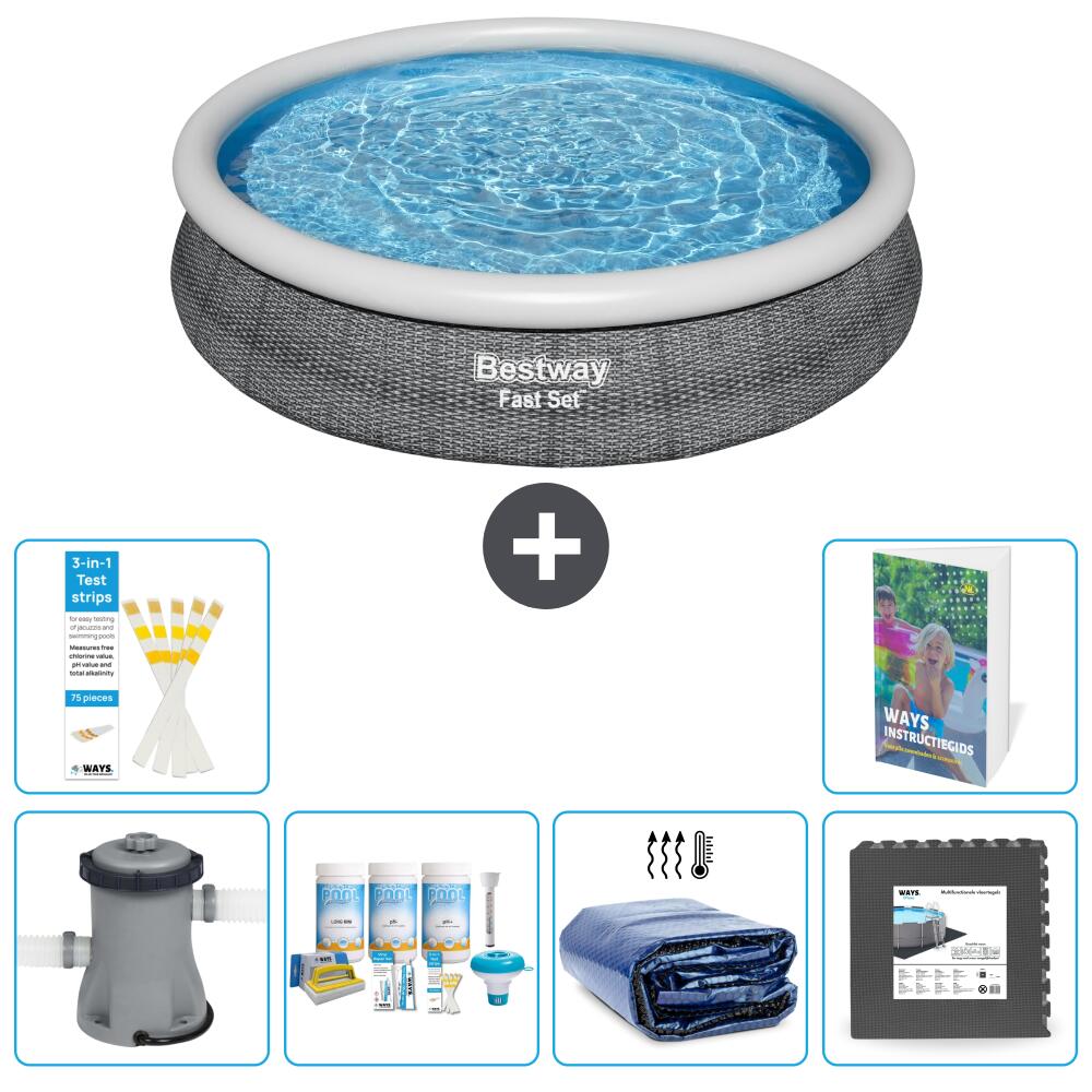 BESTWAY Basen Fast Set Okrągły - 366x76 cm - 7-częściowy S233