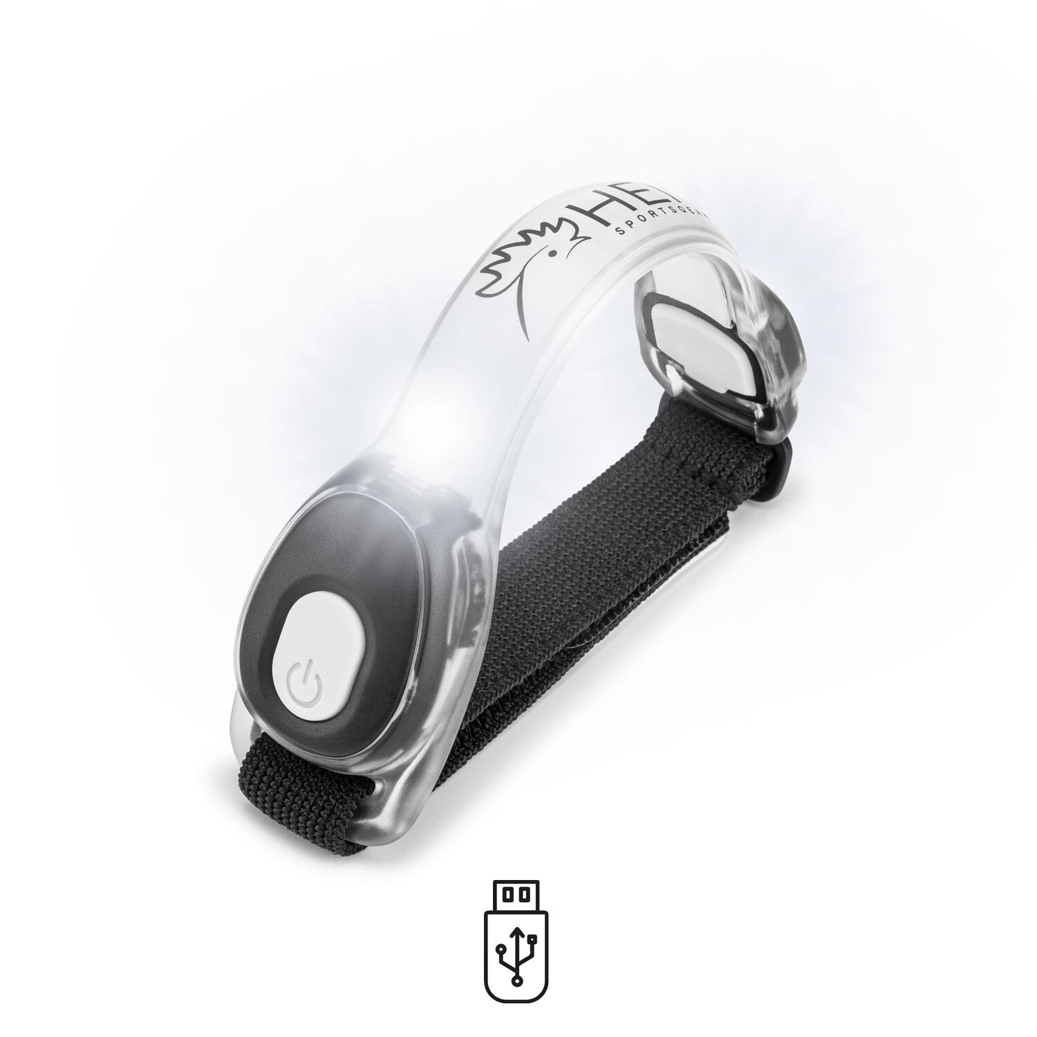 Opaska z latarką LED - ładowana przez USB - światło do biegania - biała