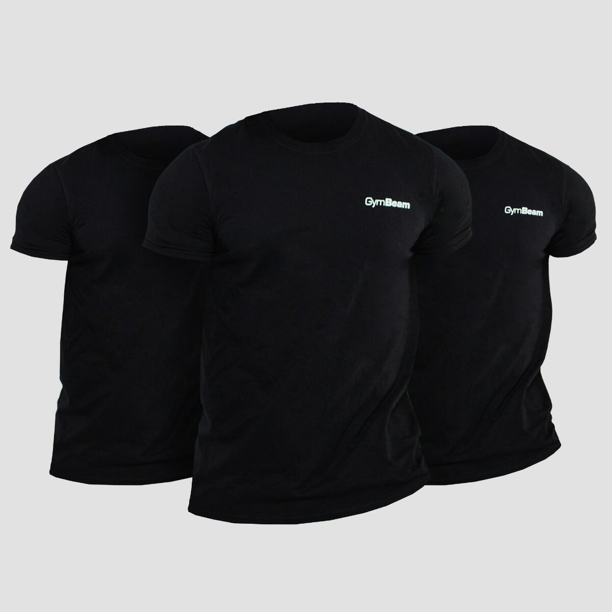 Koszulka męska fitness z krótkim rękawem czarna Basic 3Pack