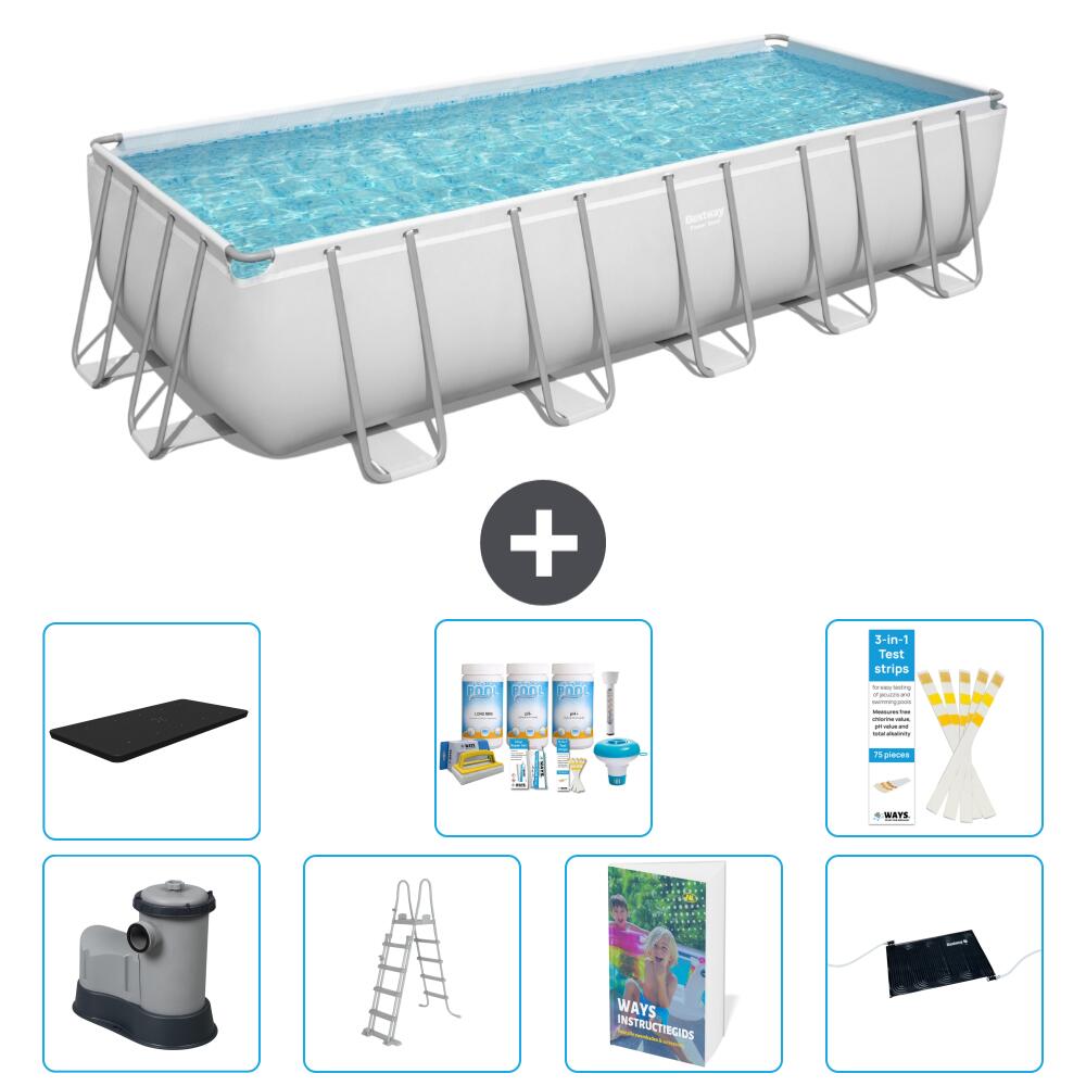 BESTWAY Basen Power Steel Prostokątny - 640x274x132 cm - 8-częściowy S632