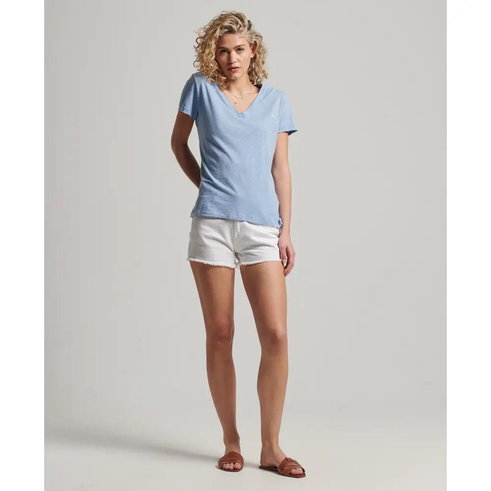 Dziewczęca koszulka z haftem i płomieniami v-neck Superdry
