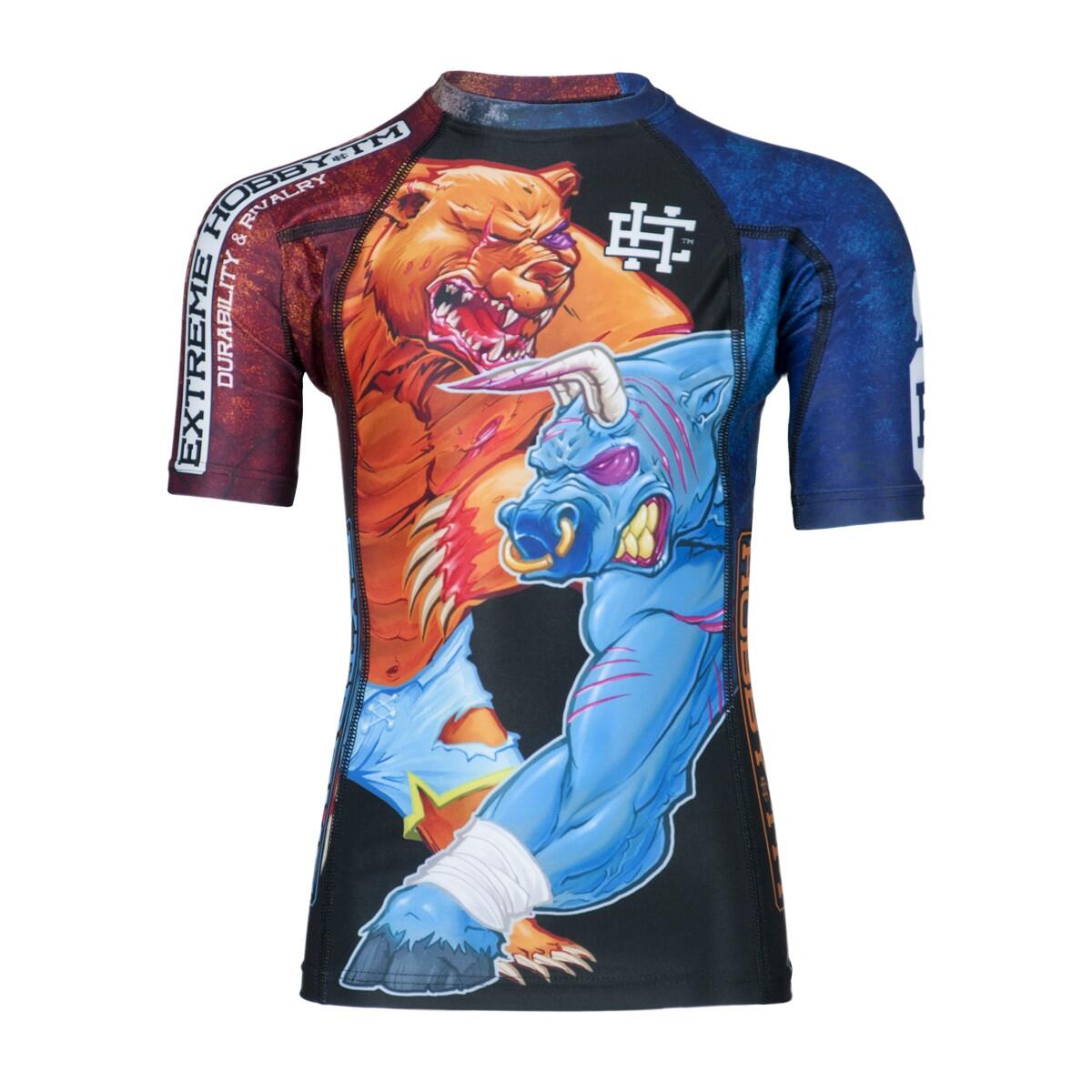 Rashguard dla dzieci do MMA z krótkim rękawem EXTREME HOBBY BULL BEAR