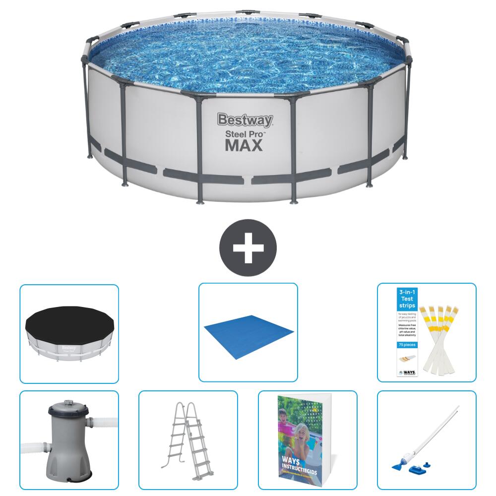 BESTWAY Basen Steel Pro MAX Okrągły - 427x84 cm - 8-częściowy S616