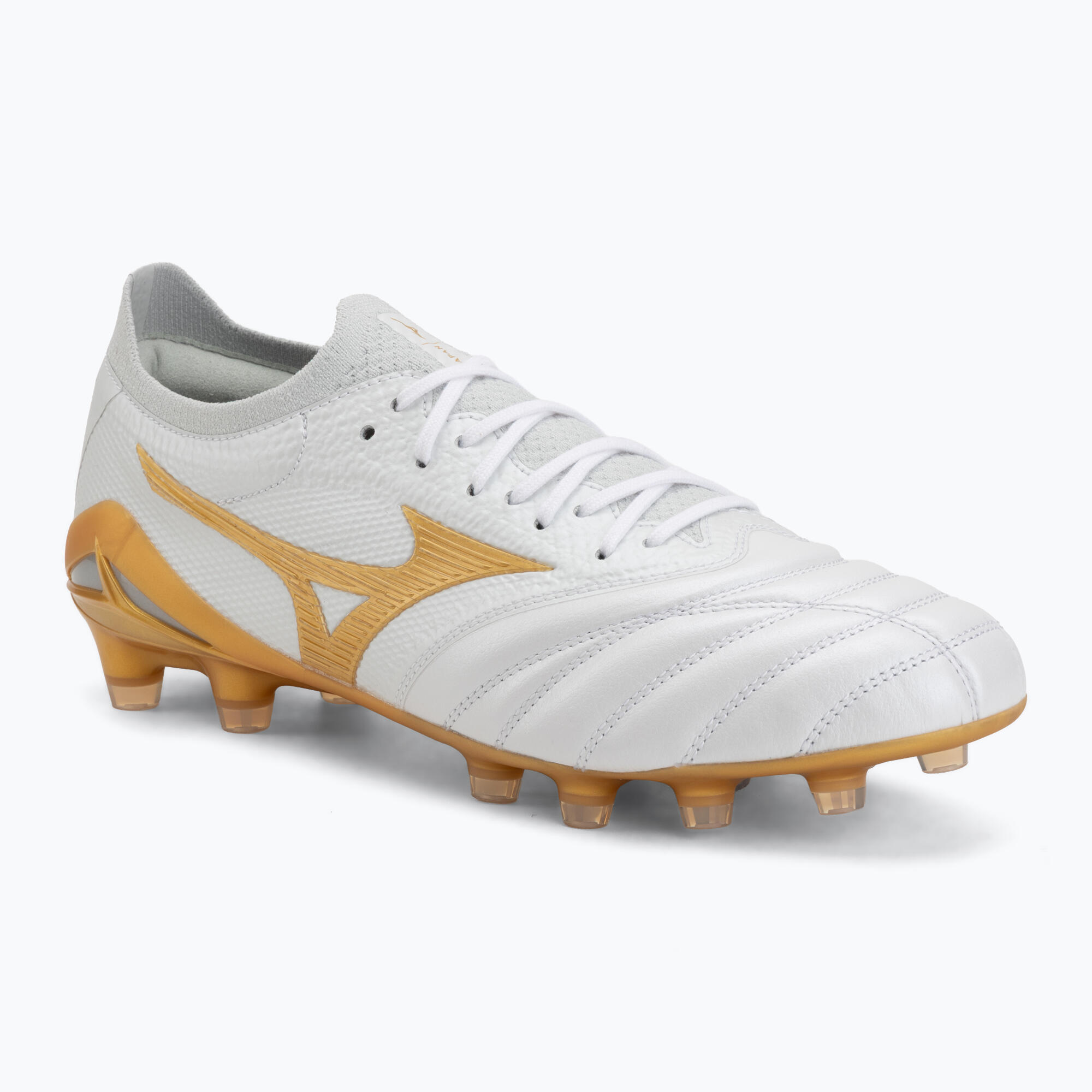 Buty piłkarskie Mizuno Morelia Neo IV Beta Japan FG white/mp gold/cool gray 3c