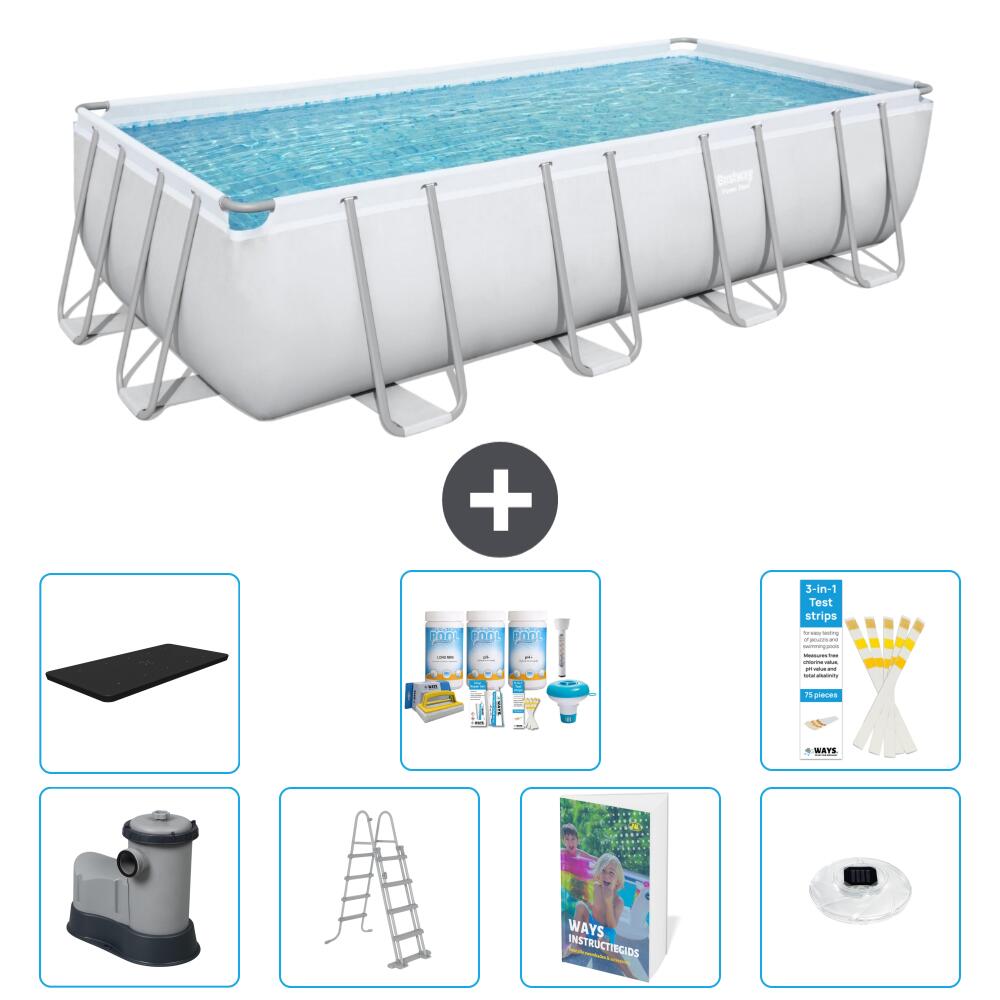 BESTWAY Basen Power Steel Prostokątny - 549x274x122 cm - 8-częściowy S576
