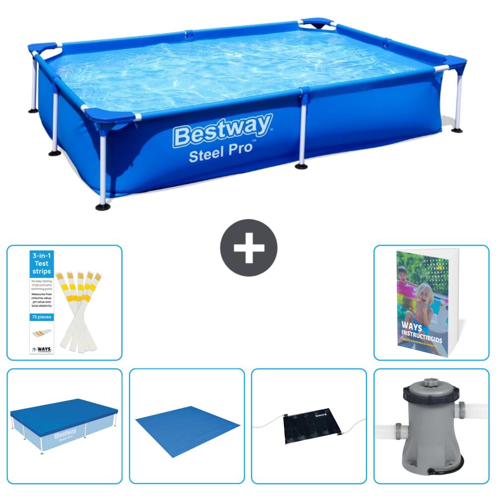 BESTWAY Basen Steel Pro Prostokątny - 221x150x43 cm - 7-częściowy S40