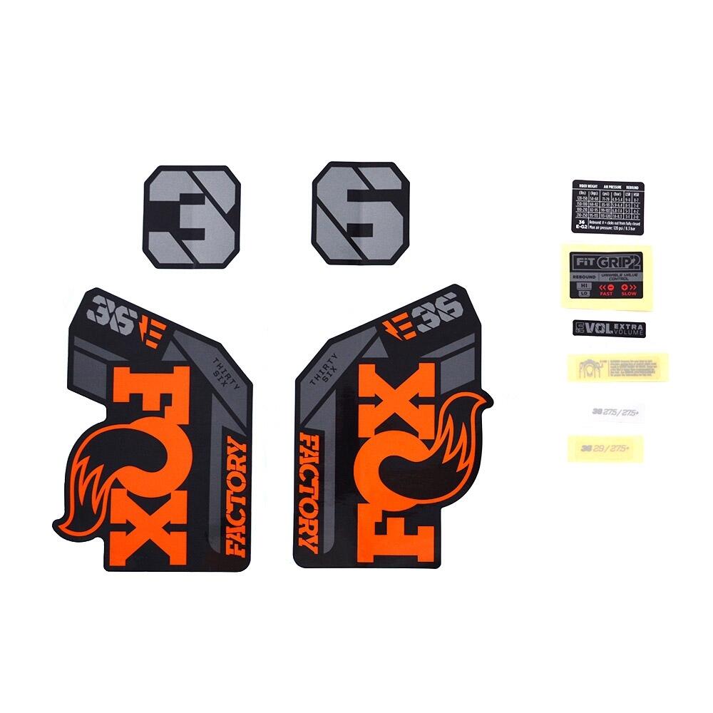 Zestaw naklejek transferowych Fox 2021, 36, F-S, E-Bike+, Logo, Fork