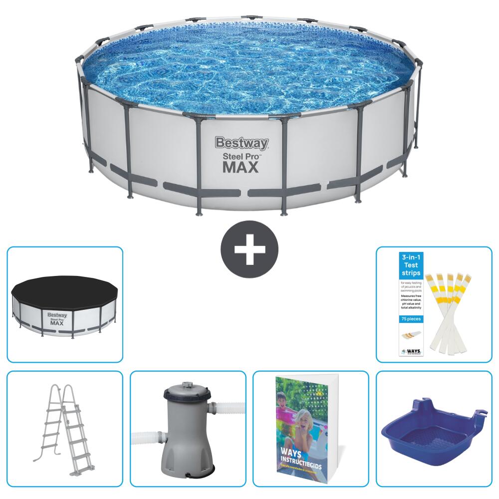 BESTWAY Basen Steel Pro MAX Okrągły - 488x122 cm - 7-częściowy S662