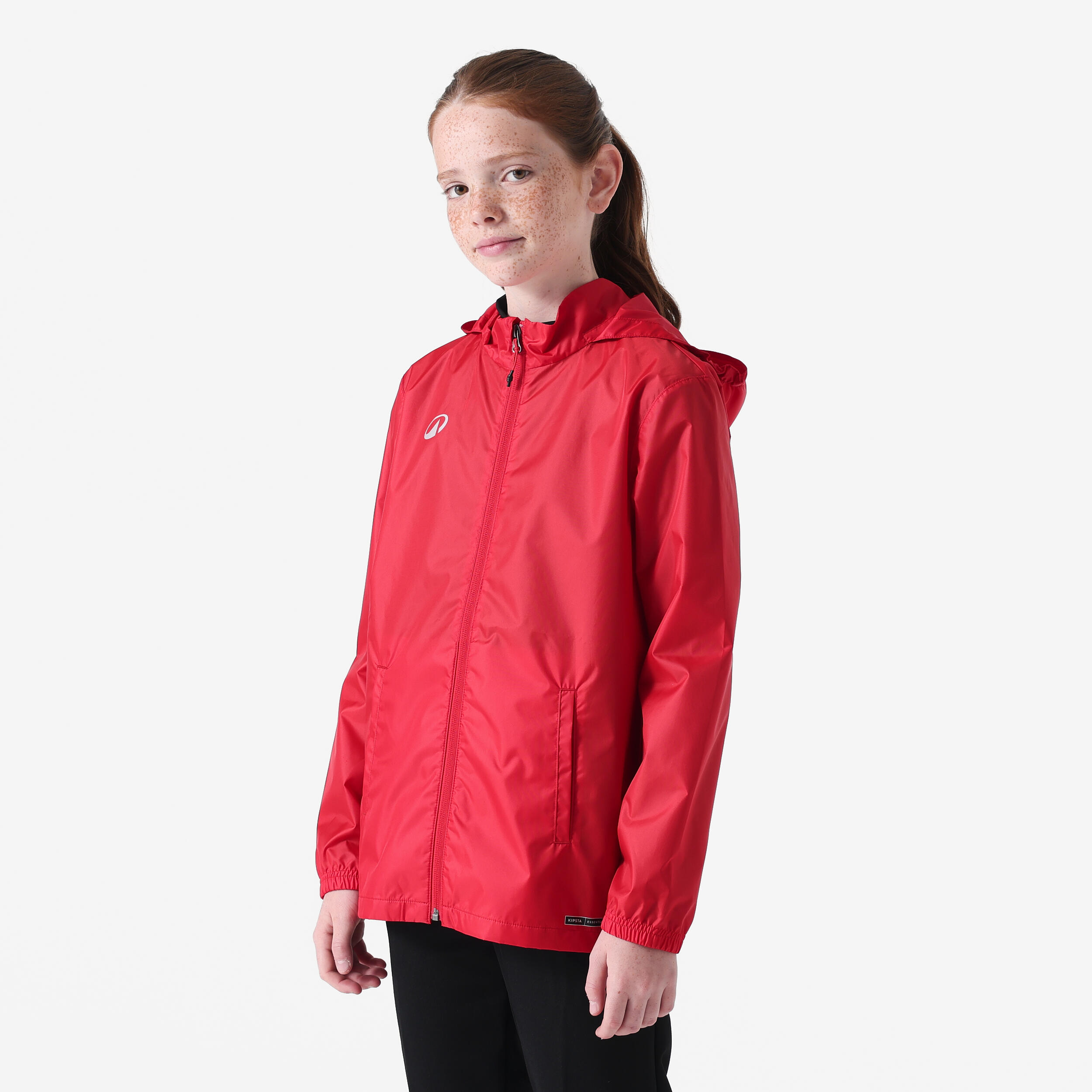 Kurtka wiatrówka piłkarska dla dzieci Kipsta Essential Club 50 z kapturem