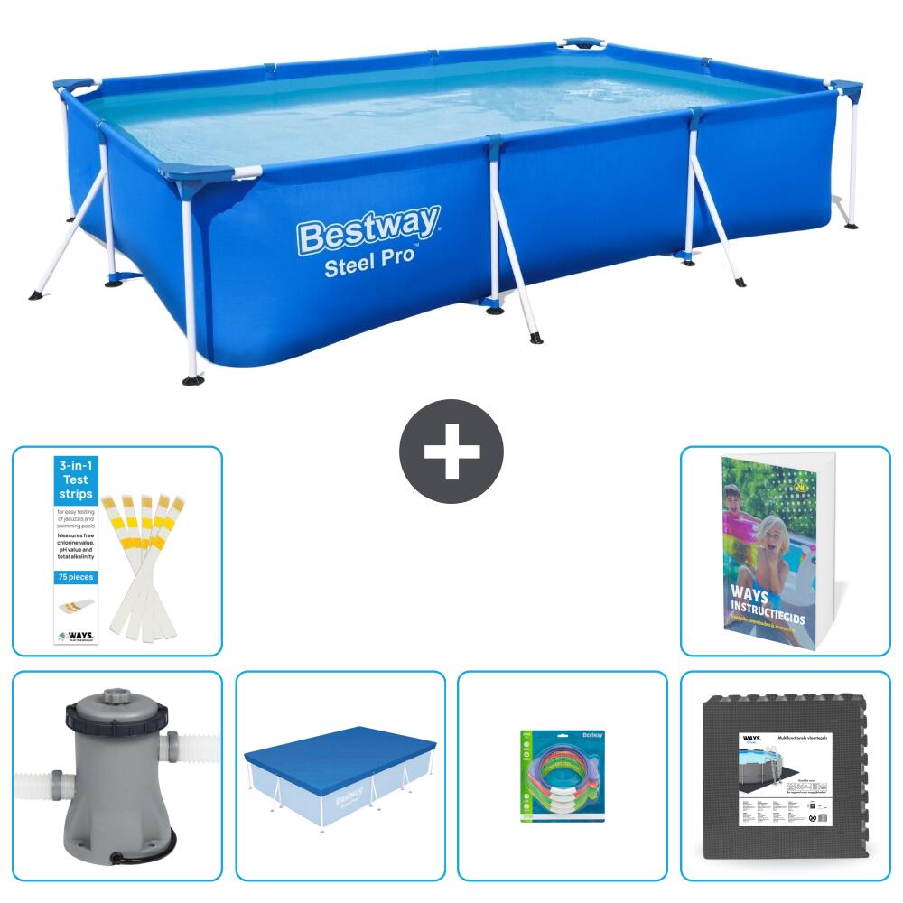 BESTWAY Basen Steel Pro Prostokątny - 300x201x66 cm - 7-częściowy S317