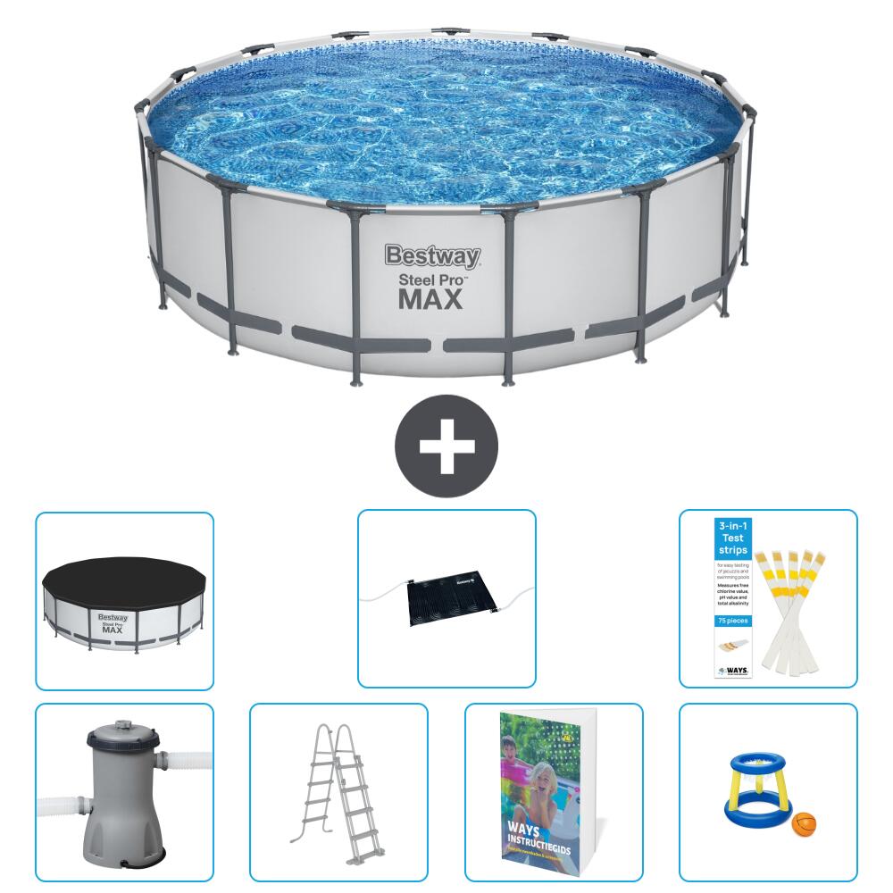 BESTWAY Basen Steel Pro MAX Okrągły - 488x122 cm - 8-częściowy S559
