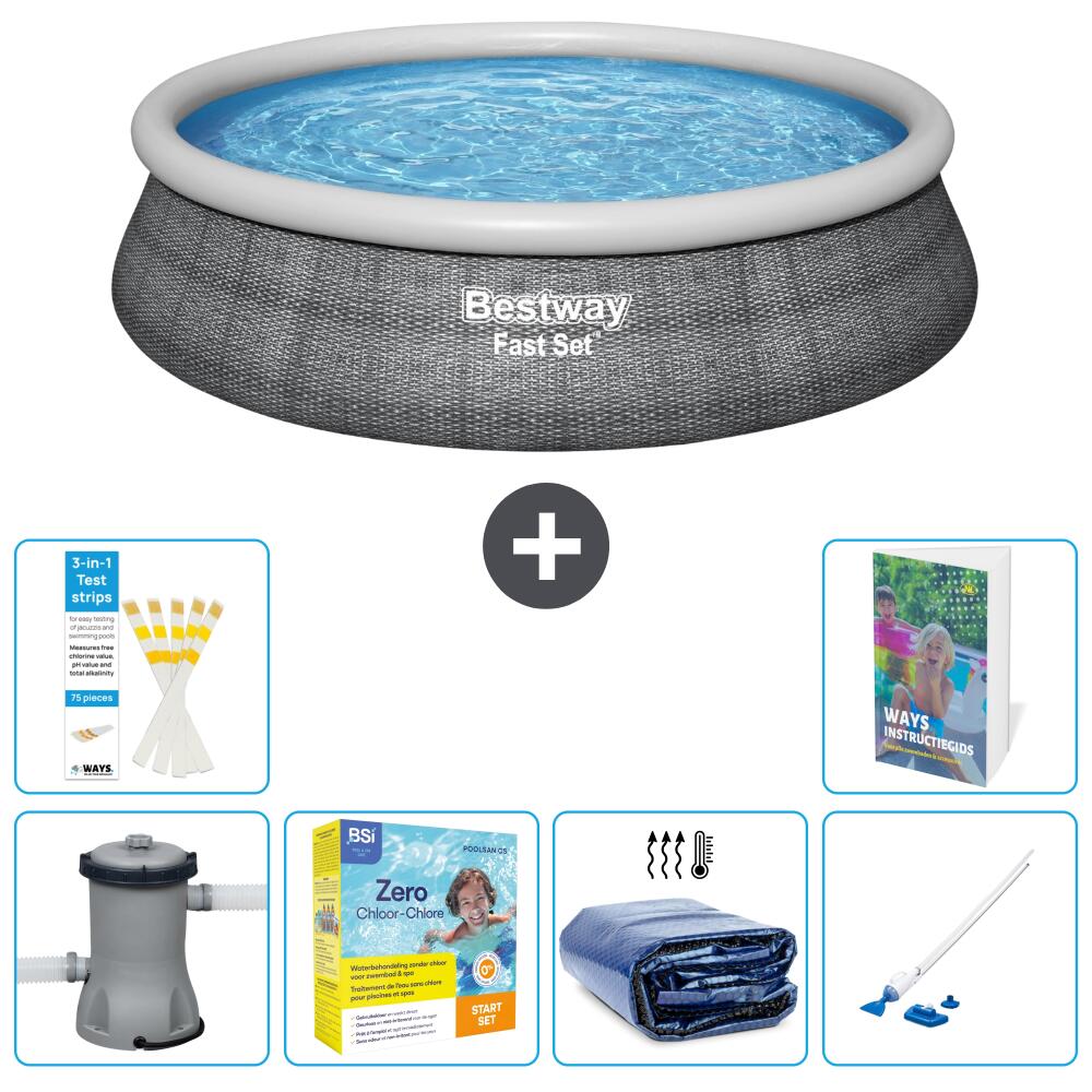 BESTWAY Basen Fast Set Okrągły - 457x84 cm - 7-częściowy S196