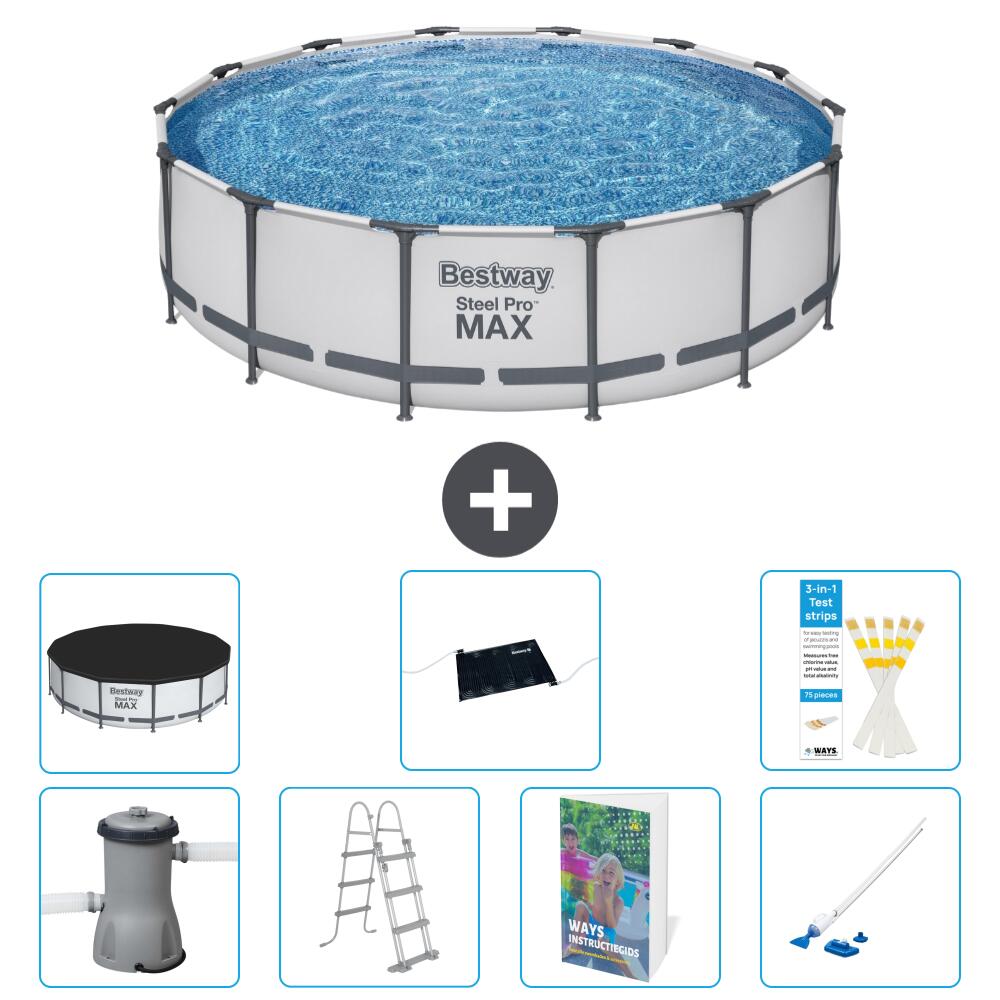 BESTWAY Basen Steel Pro MAX Okrągły - 427x122 cm - 8-częściowy S600